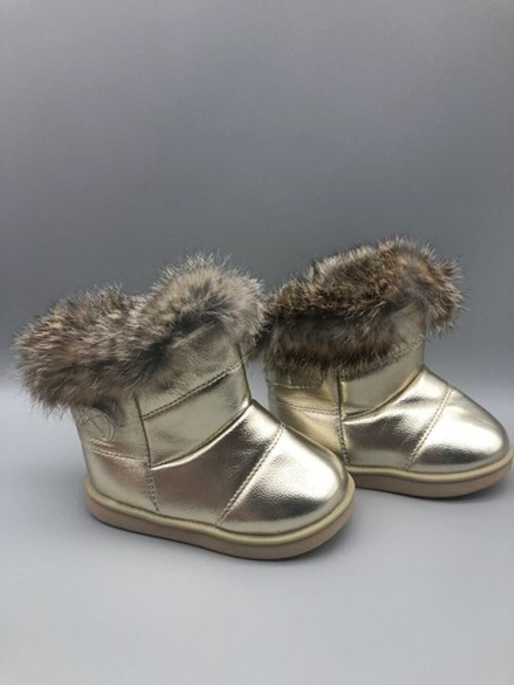 Snow Boots Toddler Kids Boots Fur Lined Waterproof PU Leather Non-slip Sz-25